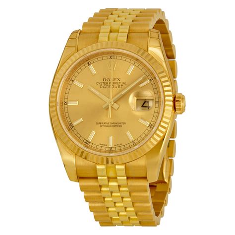 rolex oyster perpetual date watch champagne dial 18k gold|18k gold Rolex watch prices.